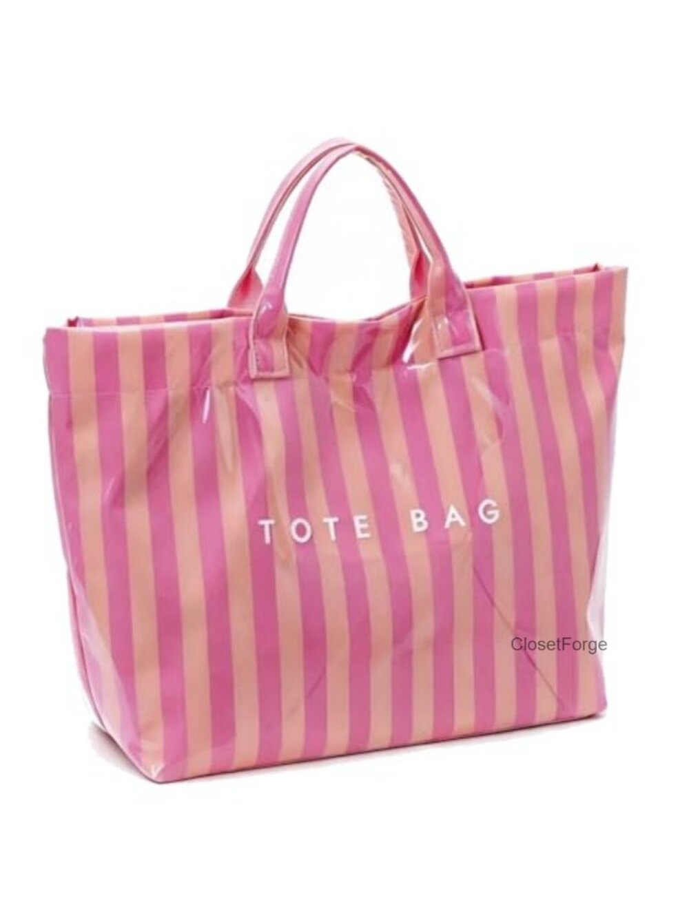 PVC Tote Bag for Women Large Striped Clear Waterproof Handbag Beach Work
